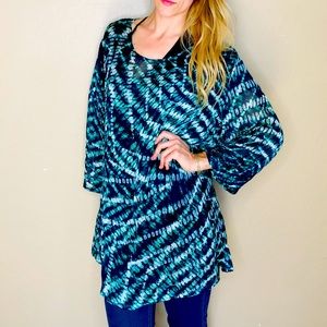 Bryn Walker Silk Top Watercolor 1X Sheer Blue